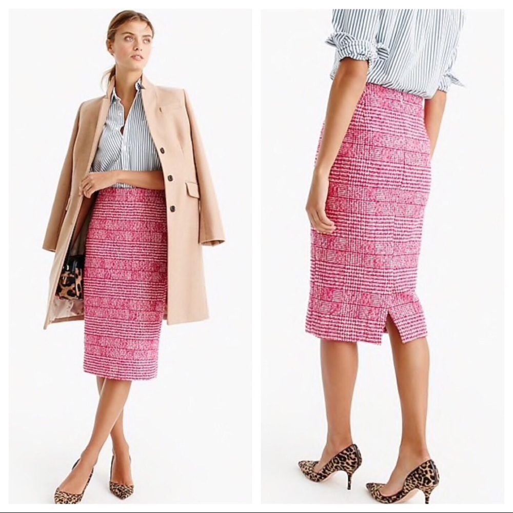 J. Crew Pink Tweed Pencil Skirt